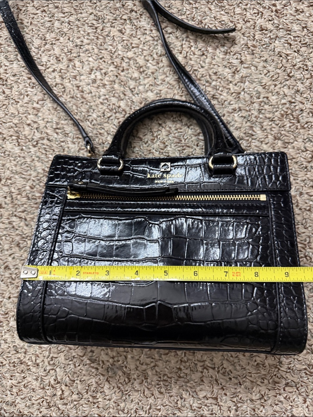 kate spade Black Croc-Embossed Crossbody Satchel - Picture 10 of 11